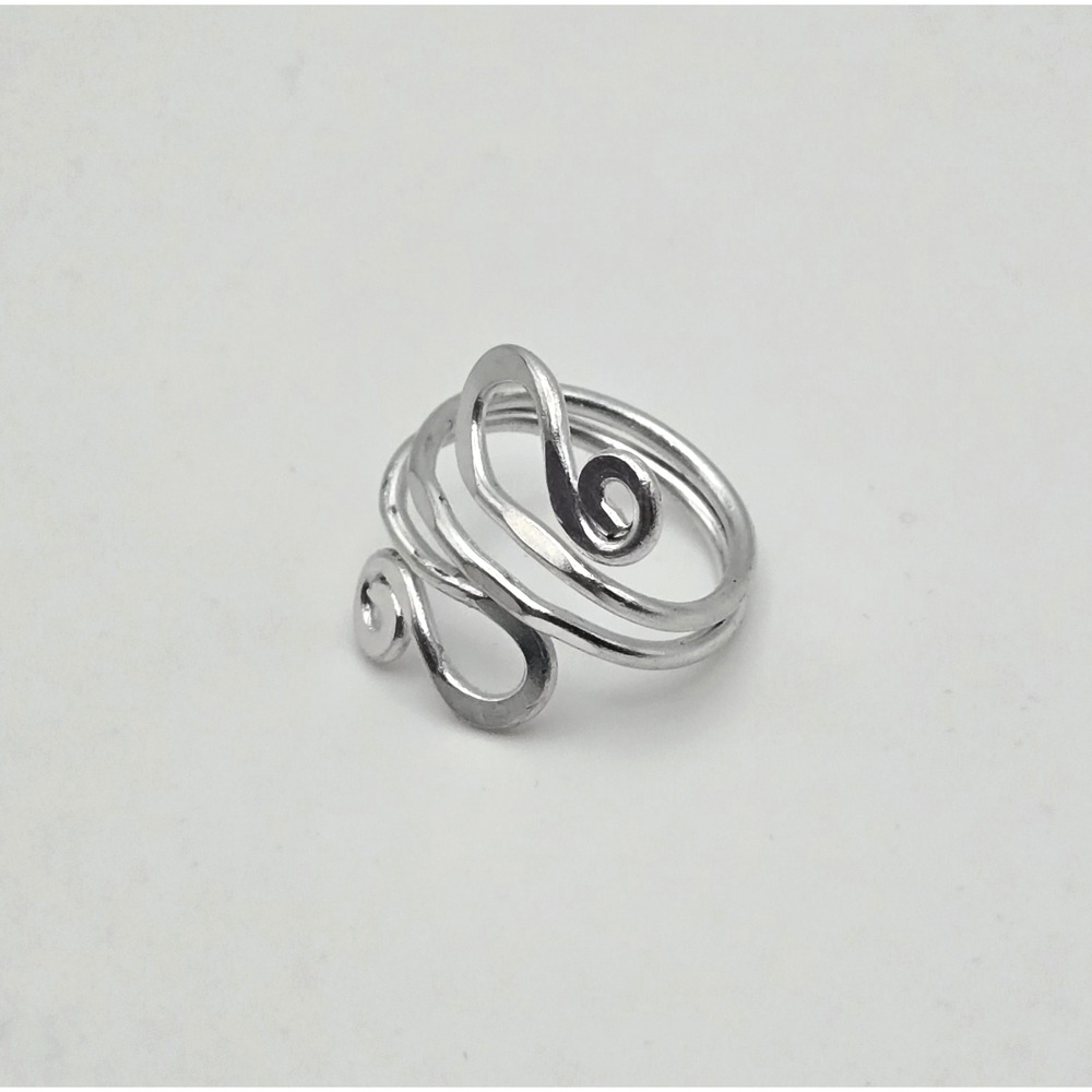 Snake Ring Silvertone Scroll Hammered Metal Swirl Modern Artisan Boho Size 6.25 - Picture 7 of 11